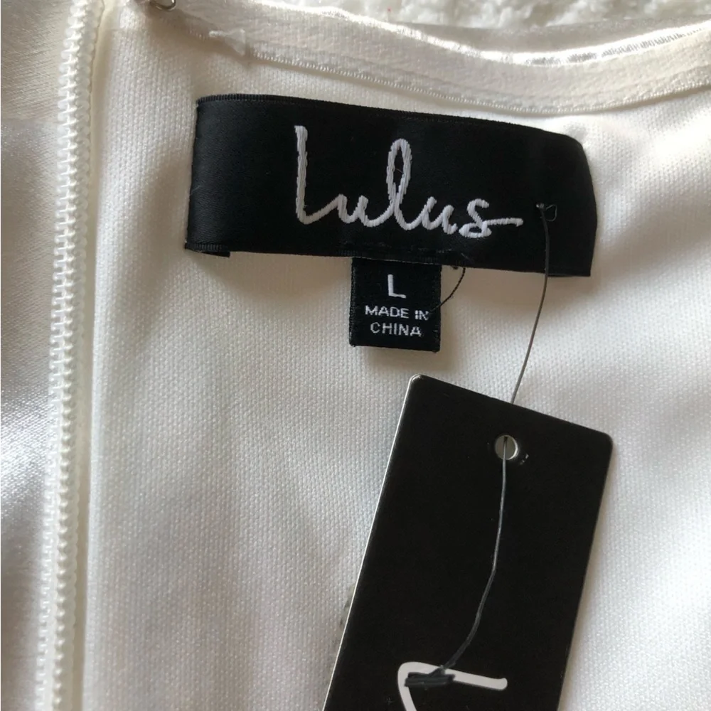 Lulu’s Love The Applause White Satin One Shoulder Dress Large
